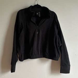 Adidas Black Relaxed Fit 1/2 Zipped Athletic Sweater